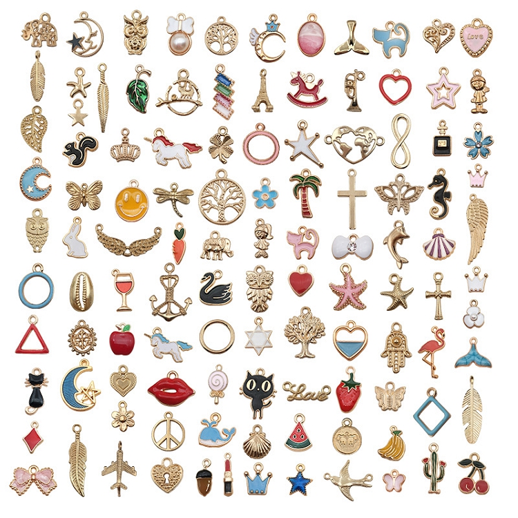Aliexpress alloy KC Gold DIY accessories earrings, bracelets, necklaces, pendants, pendants, 110 pieces/bag